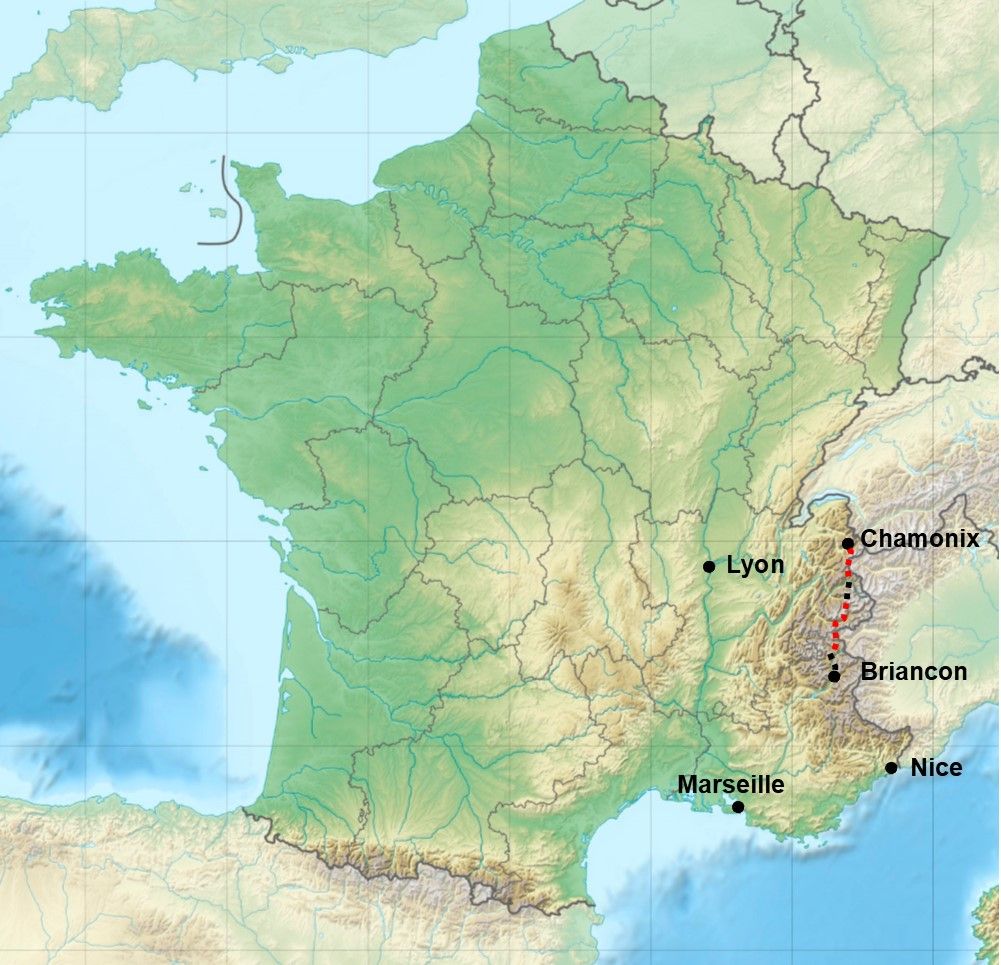 map trek chamonix briancon